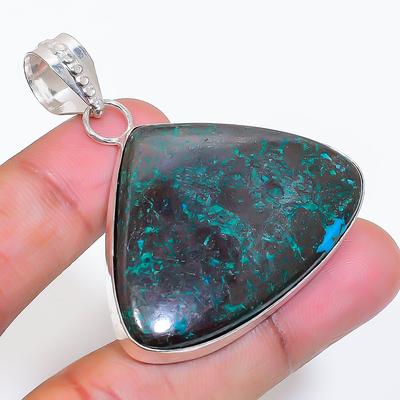 Natural Chrysocolla Gemstone 925 Sterling Silver Jewelry Pendant 1.97" AP-16660