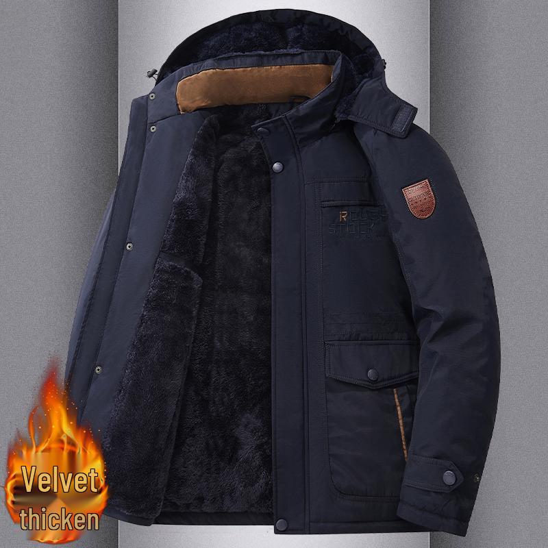 Men's Plus Size Winter Thick Velvet Cotton Jacket - Warm Anti-Cold Outerwear