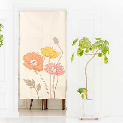 Noren Kobo Noren Floral Room 85cm Largura x 170cm Linha 9367 Cortina, Padrão, Longo, Divisória, Longo, Papoula, Marfim,