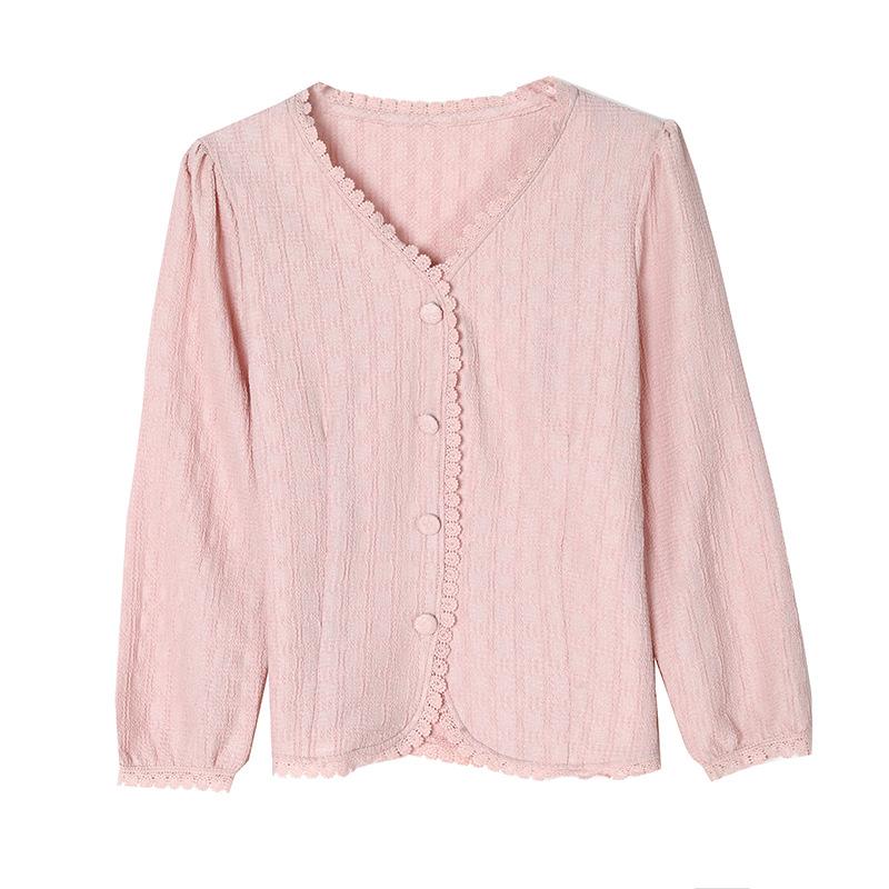 Women's New Spring Style Style Style Style Style Style Style Style Waist Shirt Beautiful V-neck Top