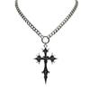 Gothic Crosses Pendant Necklace, Short Chain Necklace with Dark Engraved Crosses Pendant for Daily Wear, Alternative Outfit Styling, and Gift Giving