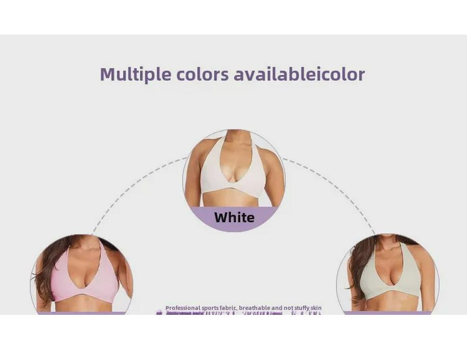 Breathable V-Neck Halter Sports Bra with Open Back - No Steel Rings, Perfect for Yoga & Fitness