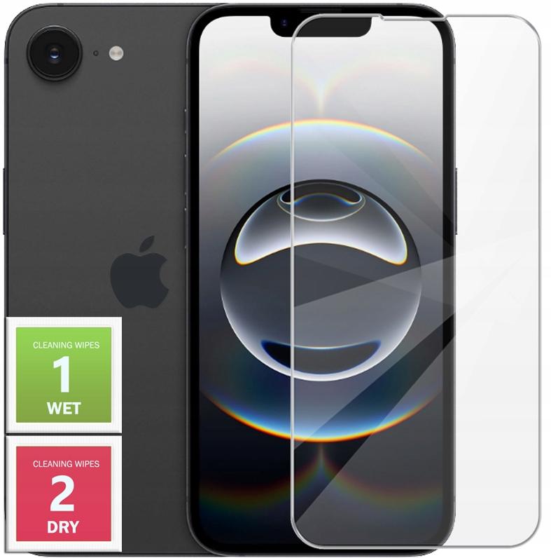 ANTI SHOCK case for IPHONE 16e, CLEAR BACK + TEMPERED GLASS