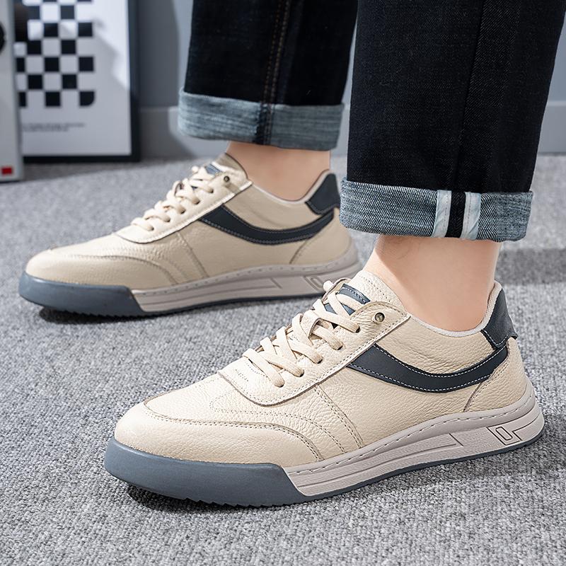 Fashion Leather All-match Skate Shoes for Men Fashion Designer Soft-soled Casual Shoes Non-Slip Business Sneakers New Walking Footwear