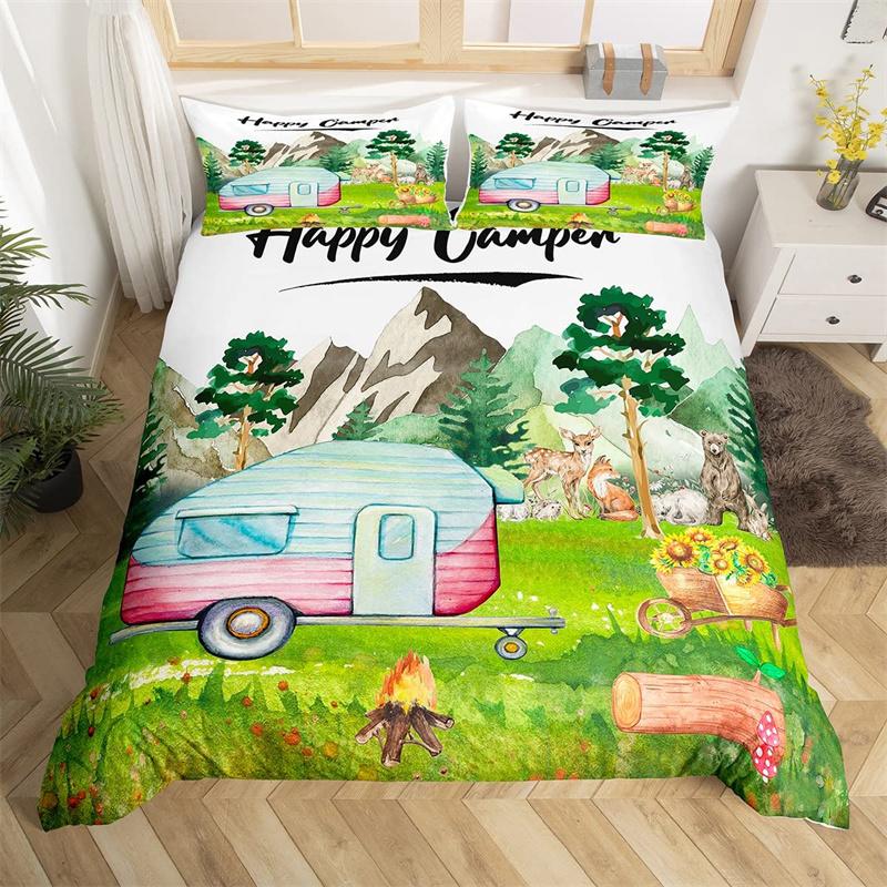 Camping Duvet Cover Galaxy Comforter Cover Microfiber Farmhouse Style Bedding Set King For Boys Girl Camper Lovers Birthday Gift