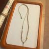 Hand-Woven Olive Pit & Dzi Bead Necklace with Adjustable Ethnic-Style Pendant Lanyard