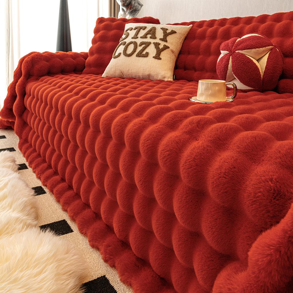New Cream Style Sofa Cover Cloth Autumn and Winter Sofa Towel Full Cover Thickened Plush Cushion Anti-cat Scratch Cover Blanket