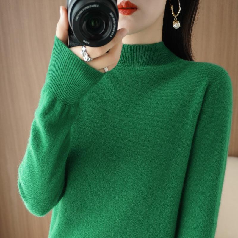 

Cashmere sweater women s 0 cashmere semi-turtleneck 02 autumn and winter new loose sweater versatile wool knitted bottoming shirt 2xl size [67.5-77.5kg]