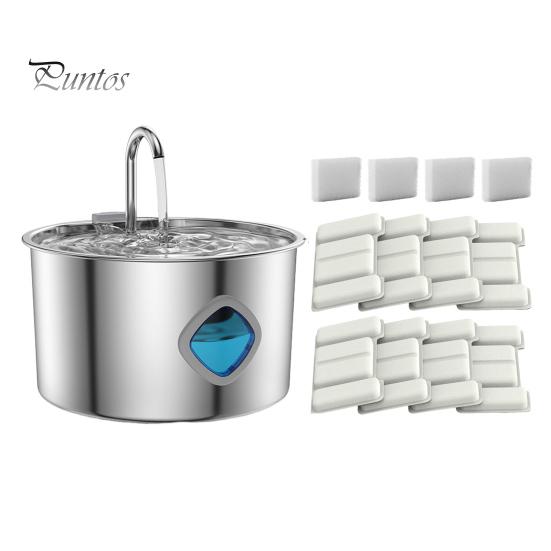 Large Capacity Pet Water Fountain Cat 3.2L/108oz Purify Stainless Steel Drinking with Filtration System Silent Pump Healthy Living for Home