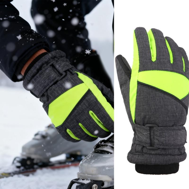 Children's Insulated Snow Gloves Waterproof Thickened Cuffs Hand Cover Warm Winter Sports Mittens for Boys and Girls