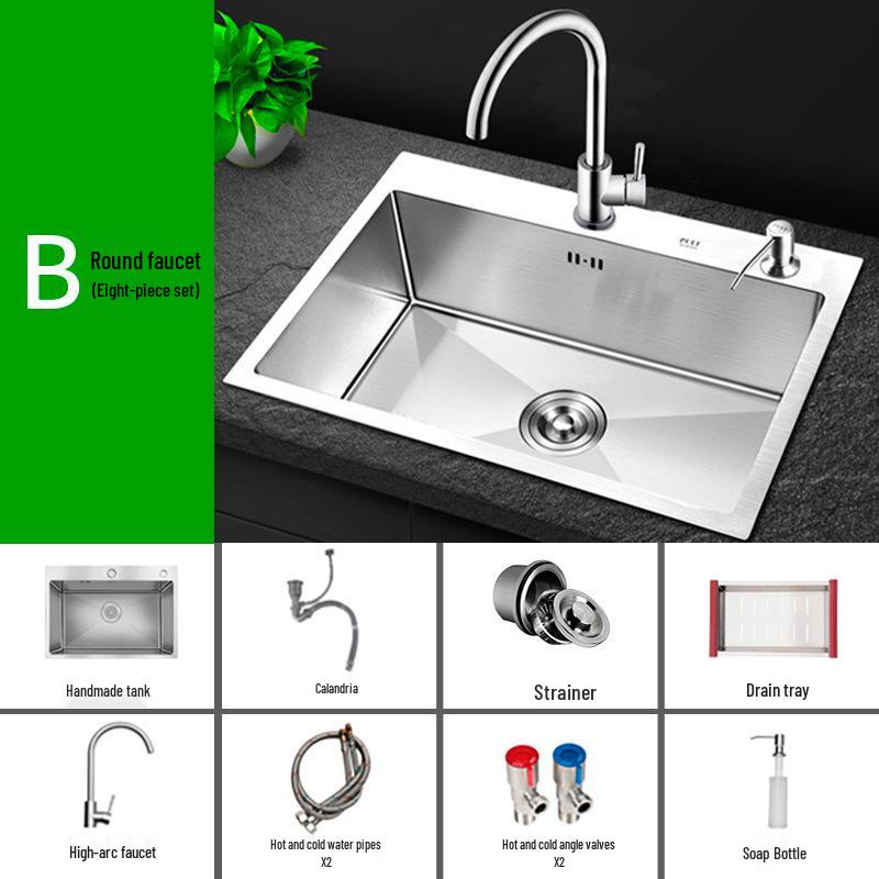 Large Countertop Vegetable Washing Sink - Brushed Handmade Thickened 304 Stainless Steel Single Bowl Undermount Basin