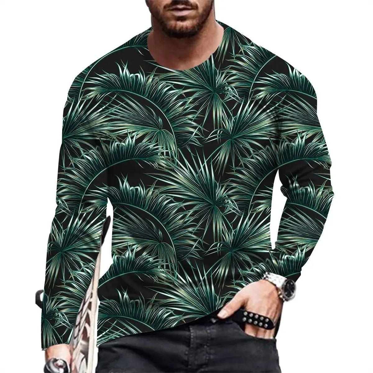 

Мужская футболка весна осень простая мода интересный принт 3d принт свободный повседневный дышащий тренд О воротник длинный рукав 6xl 6XL