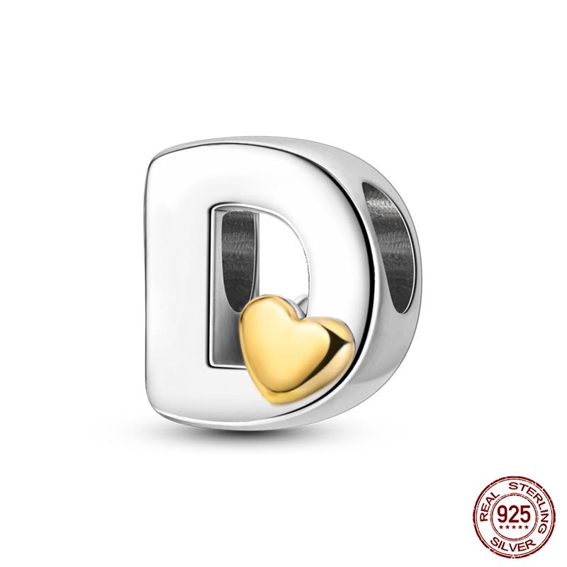 New Copper Classic Golden Heart 26 Alphabet Letters Charms Beads Fit Qikaola Bracelets Lucky Birthday Diy Jewelry