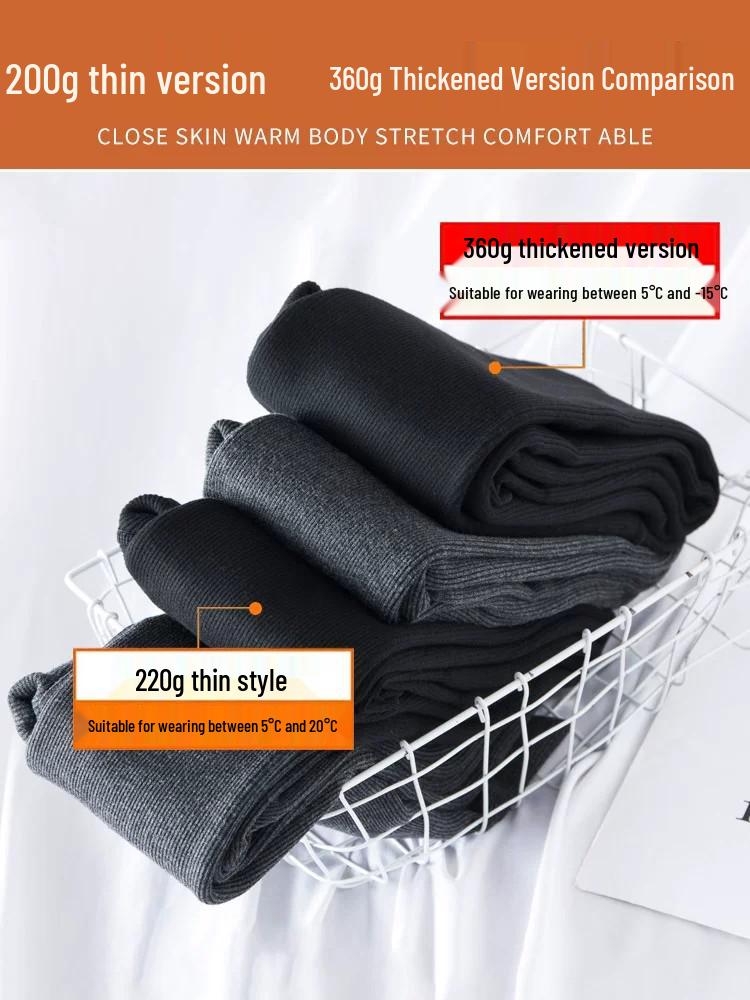 Women's Gray Fleece-Lined Base Layer Pants, Thickened Footed Tights for Autumn/Winter, Plus Size, Wearable Outdoors, Warm and Cozy.