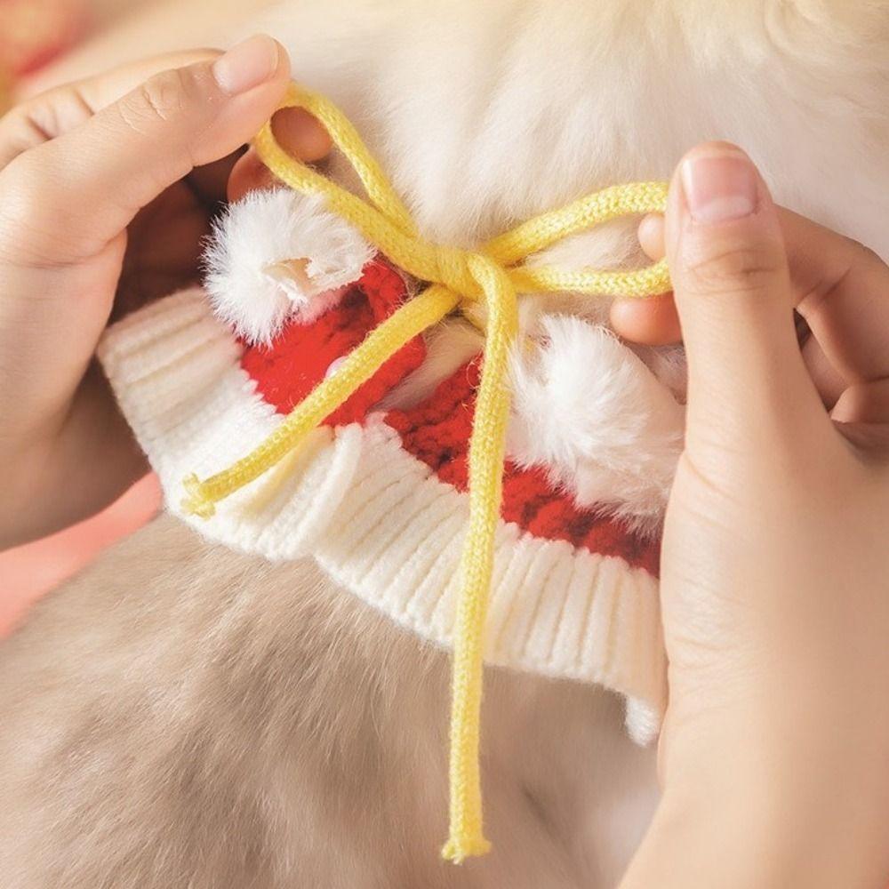 Adjustable New Year Cat Scarf Cartoon Comfortable Cat Knitted Tricot Soft Lucky Blessing Handwoven Puppy Collar Spring Festival