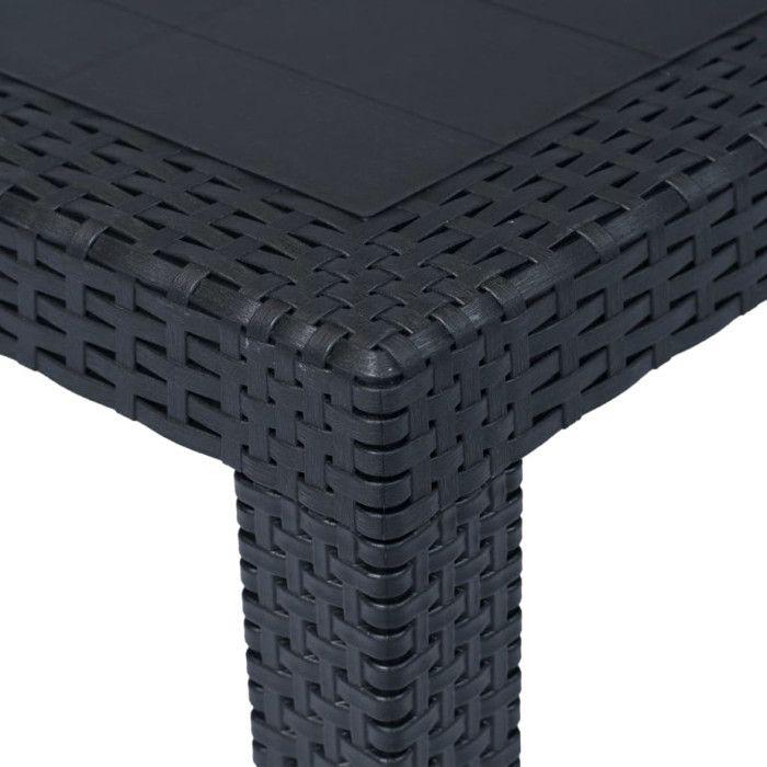Anthracite Rattan-look Garden Table - Anthracite - 220 X 90 X 72 Cm