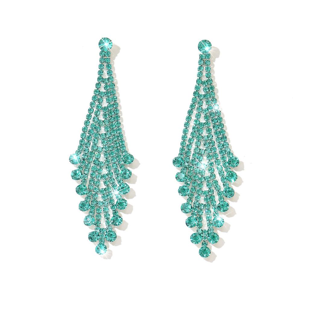 Wind Exaggerated Earrings Super Flash Diamond Long Earrings Women'S Fashion High-End Stud Earrings Earrings Jewelry