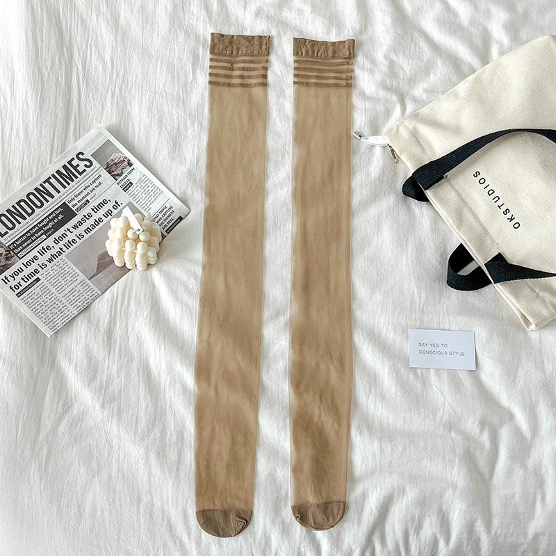 Ultra-thin Nude Anti-snag Over-the-Knee Stockings with Non-slip Stripes