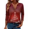 Women's Casual Fashionable Sexy Comfortable V-Neck Christmas Three-Quarter Sleeve Top