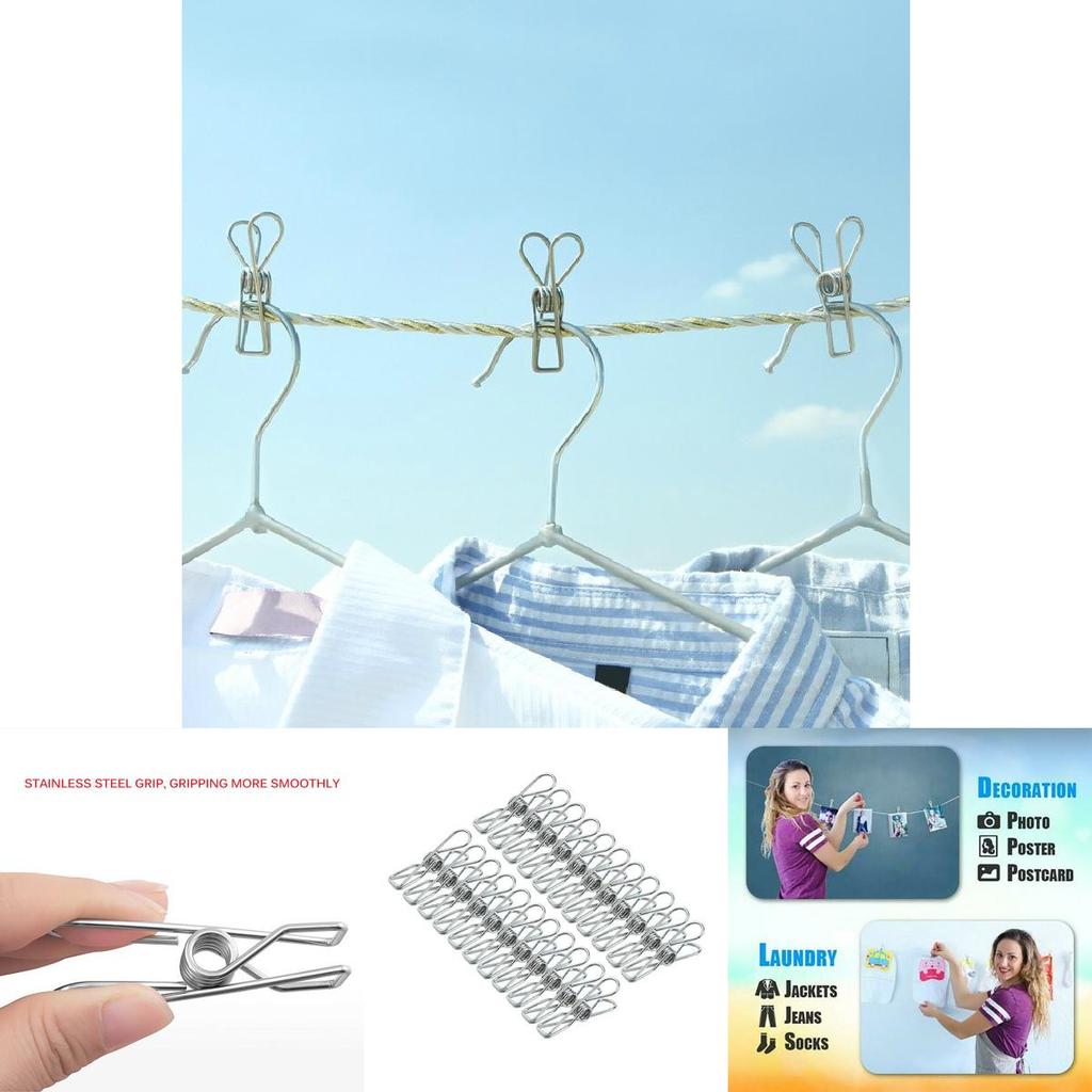 Durable And Rustproof 20x Stainless Steel Clothes Pegs For Strong Laundry Grip And Compact Storage