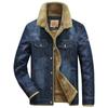 Men's Denim Jacket Winter Vintage Snow Warm Denim Jacket Lined Padded Warm Coat Zipper Denim Jacket