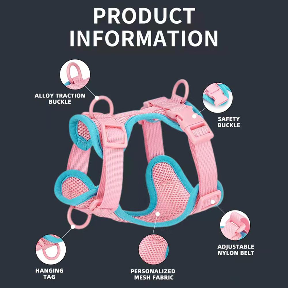 Size L Summer Breathable Mesh Dog Cat Harness Adjustable Pet Harness