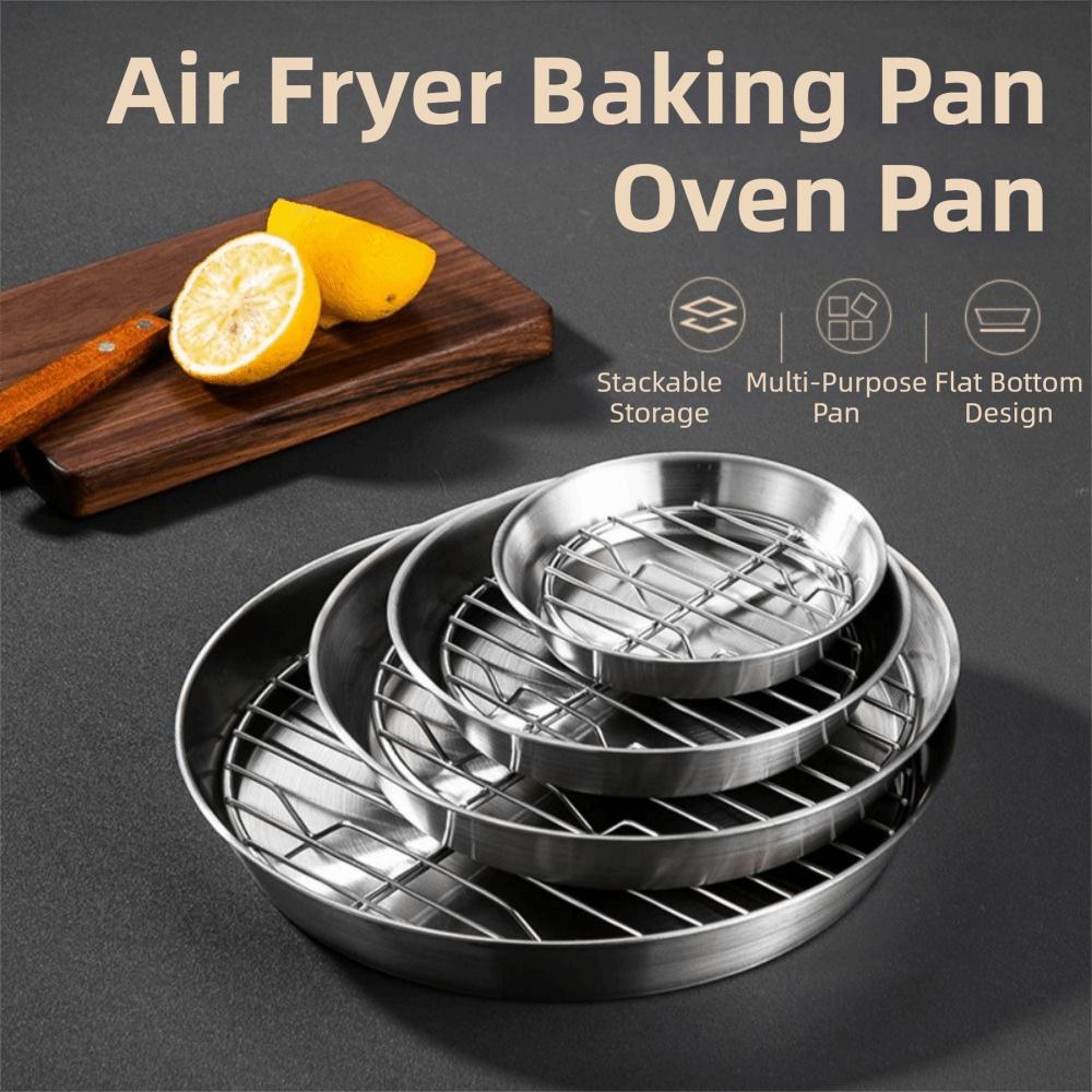 Non-stick Baking Tray Stainless Steel Air Fryer Grilling Rack Roasting Pan Set  Grid Draining Dish
