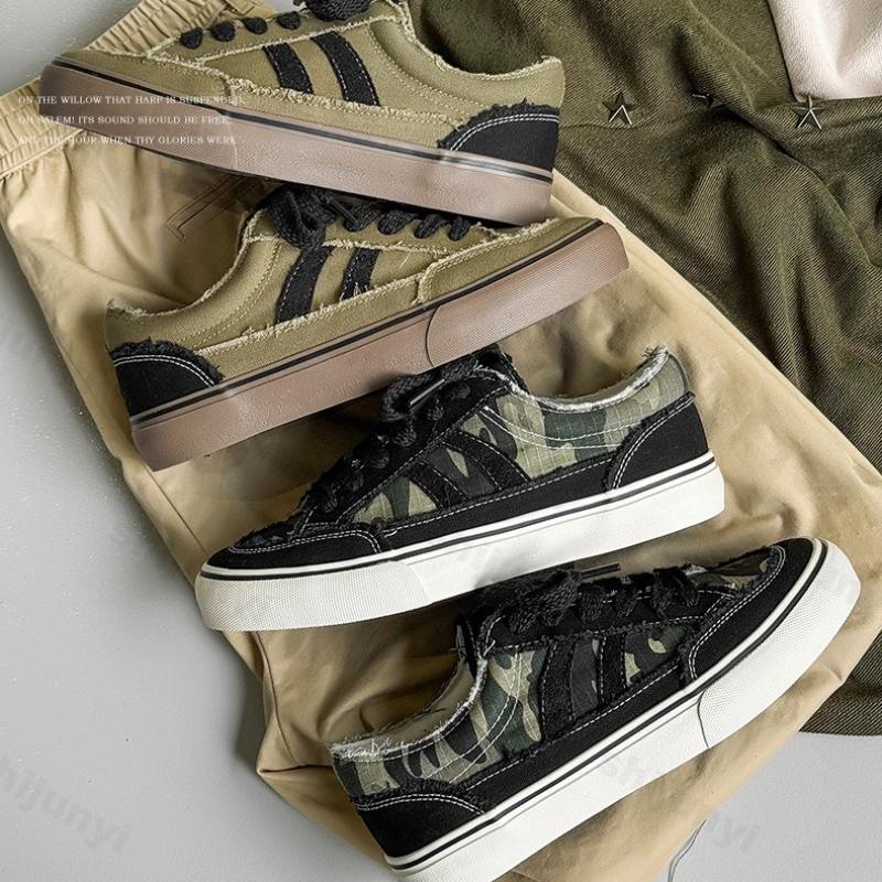 Fashion 2025 Summer Camouflage Design Canvas Shoes Classic Retro Low Cut Men's Street Fashion Trend Skateboarding Sports Casual Sneakers