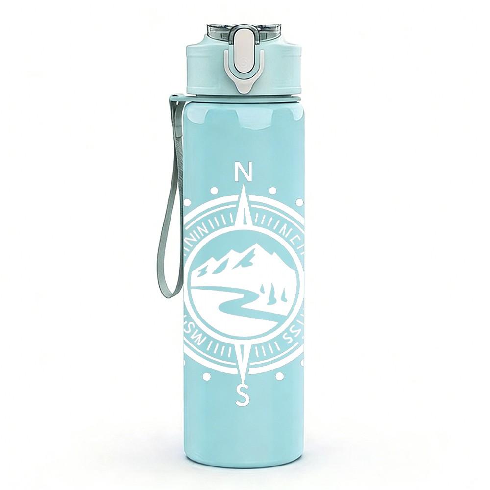 1PC Minimal Circular Pattern 750ml Color Plastic Sports Water Bottle Leakproof Flip Straw Lid Suitable for Sports Office Home Use