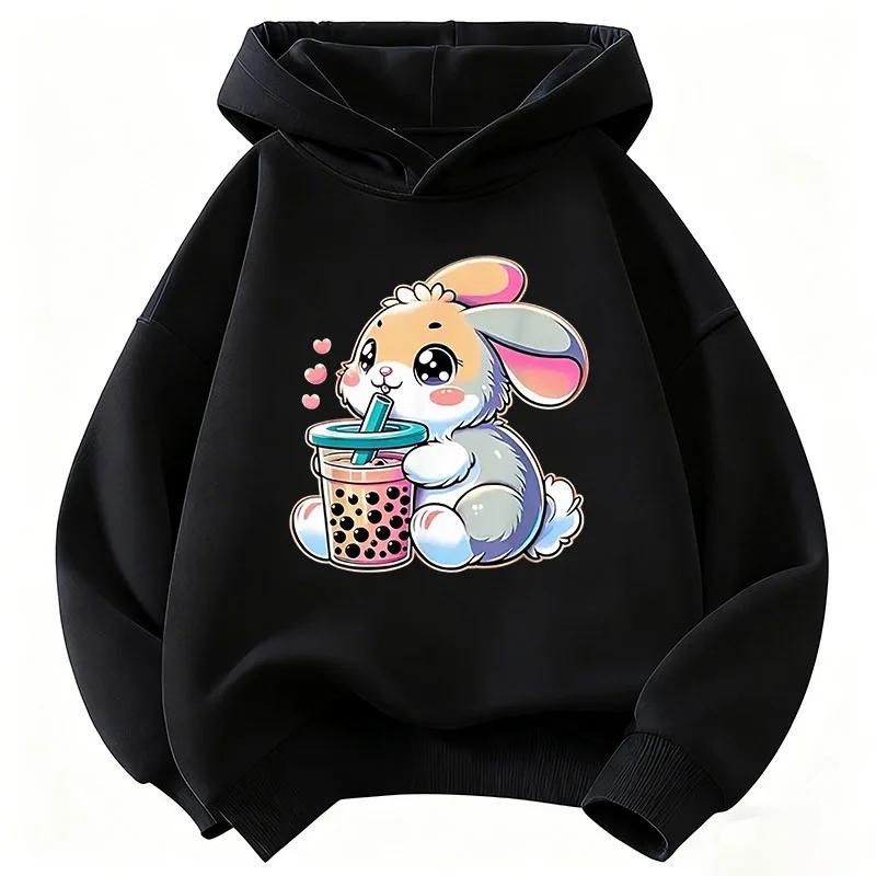 2026 Cute Rabbit Graphic Hoodie Kids Children's Sweatshirt Hoody for Boys Girls Casual Hoodies Clothes