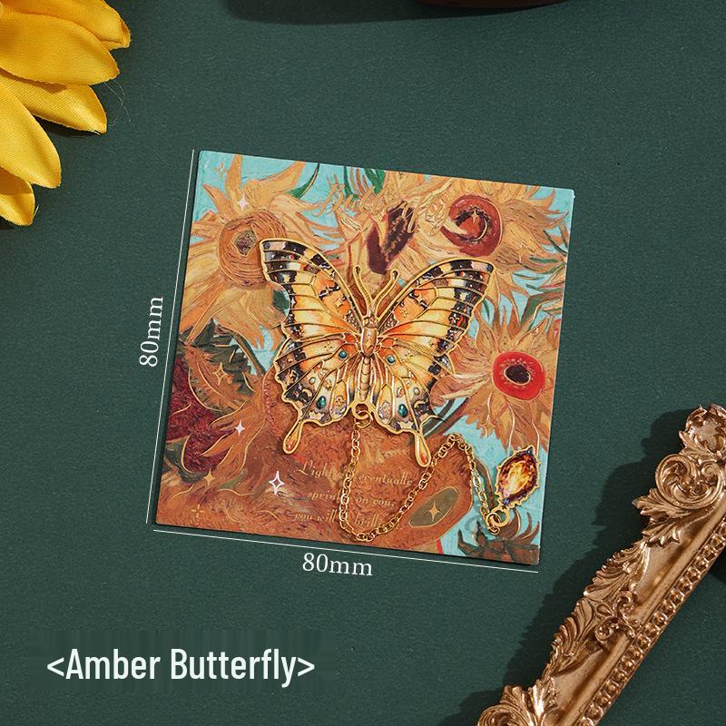 Ji Lv Yu Jian Butterfly Oil Painting Bookmark - Retro Irregular Student Reading Clip