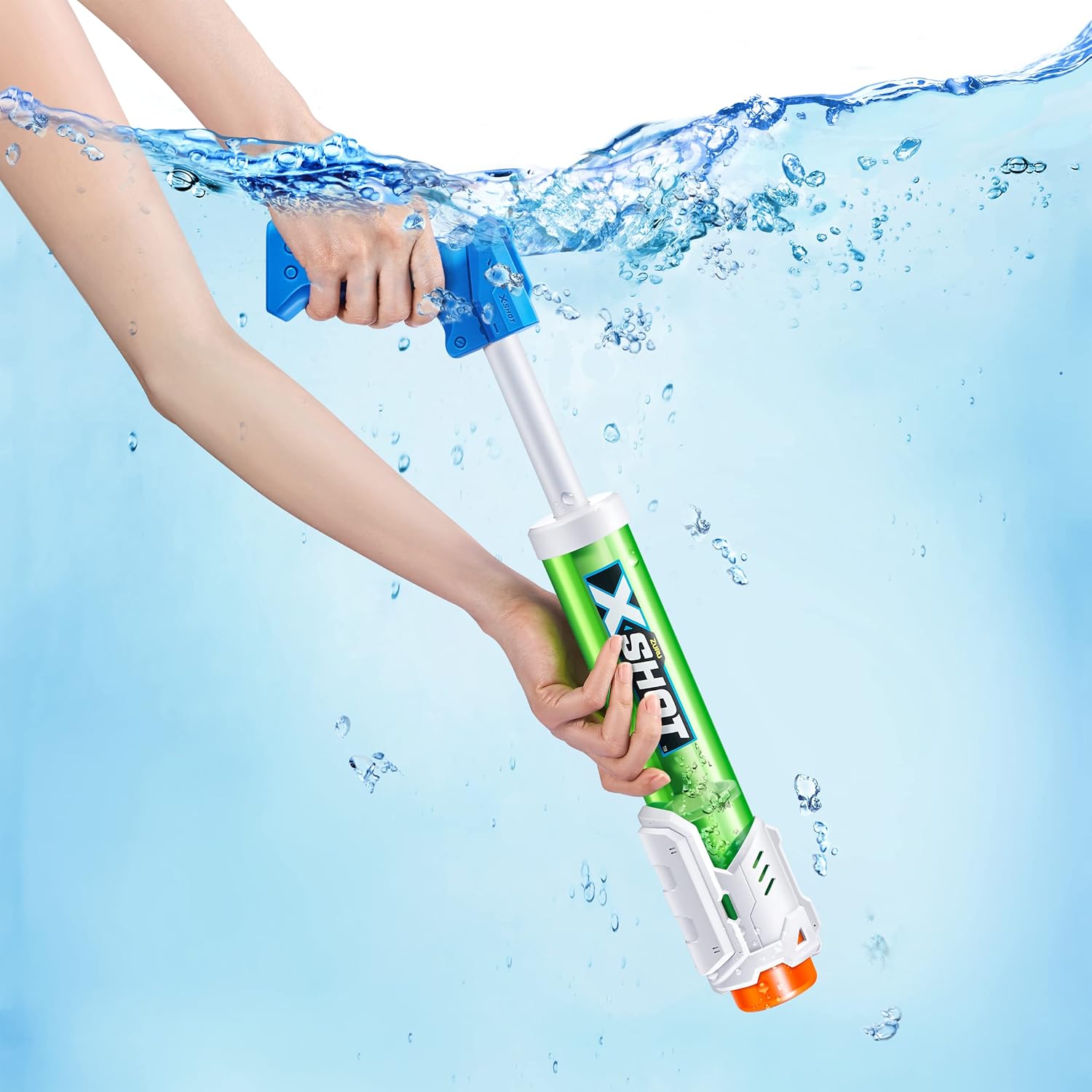 XSHOT Water Warfare Small Tube Soaker (4 Pack) by ZURU Super Soaking Pump Action, Pool Party Pack, Fills up to 380ml, Shoots up to 8 Meters, for