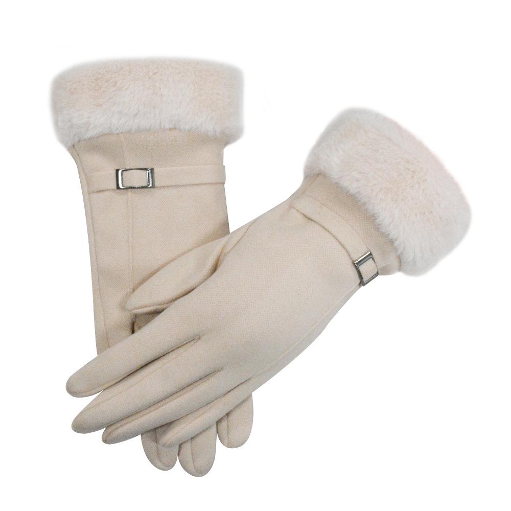 Women's Winter Warm Fleece-Lined Gloves: Thick, Fashionable, Touchscreen, Windproof, Cold-Resistant for Autumn/Winter Driving & Cycling
