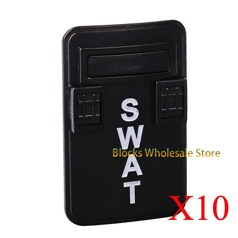 MOC Military SWAT Police Soldier Figures with Bulletproof Shields - Army Weapon DIY Building Blocks