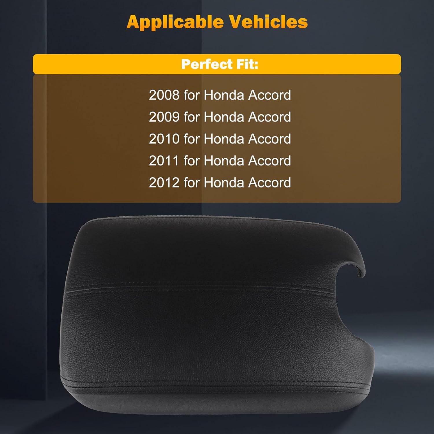 ASAPE Черная кожаная прострочка Замена подлокотника центральной консоли для Honda Accord 2008 2009 2010 2011 2012 Крышка-подлокотник центральной консоли, Крышка консоли-подлокотника