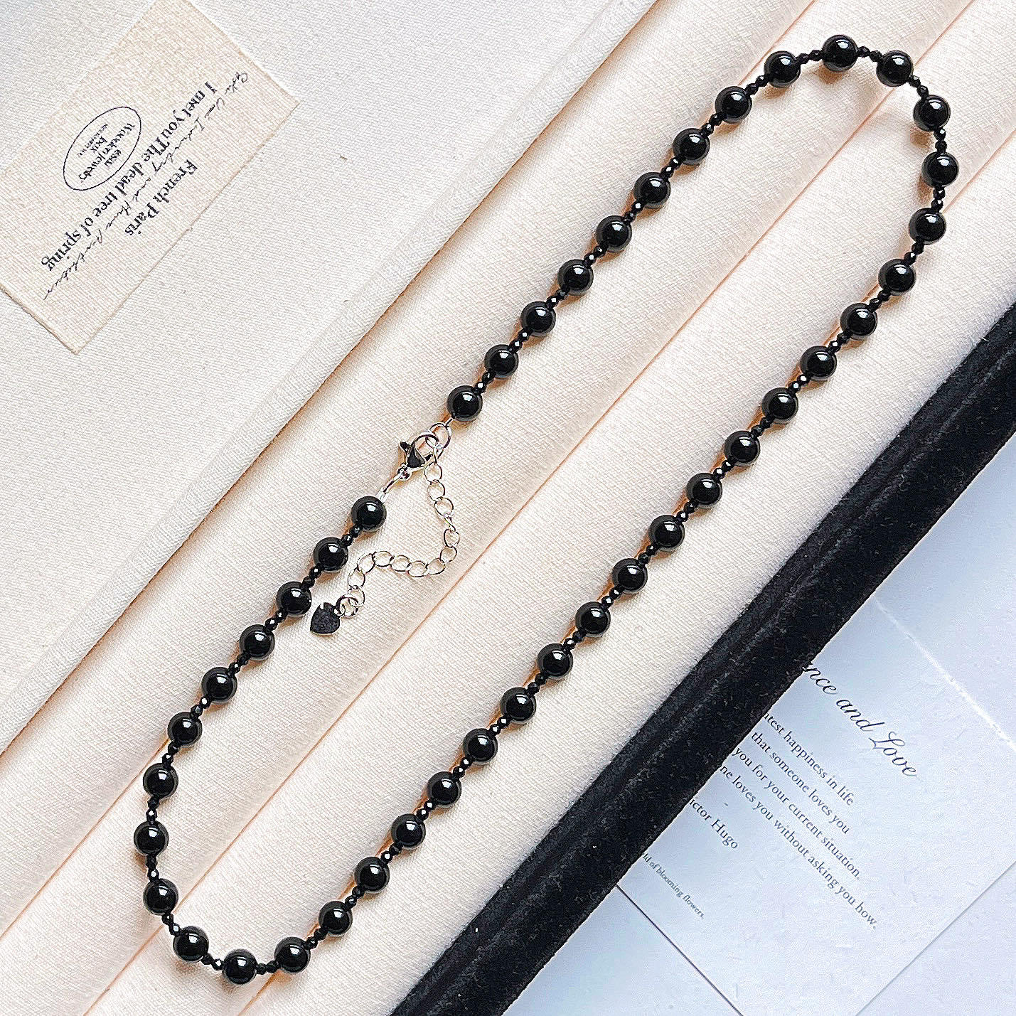 Autumn And Winter Maillard Style Boutique Natural Black Agate Design Necklace Collarbone Chain