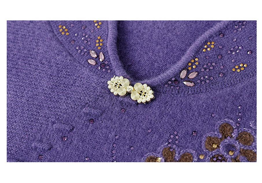 Autumn/Winter Loose Knit Wool Sweater for Middle-Aged and Elderly Women