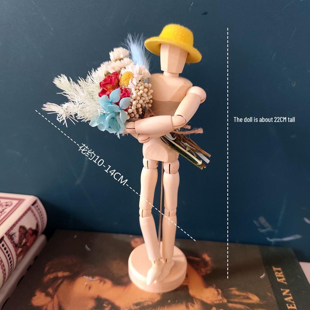 Jointed Wooden Puppet Doll: Handcrafted Human Body Ornament & Decompression Gadget.