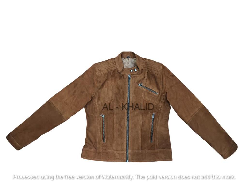 Women Jacket Suede Brown Handmade Lambskin Leather Genuine Biker Motorcycle Stylish