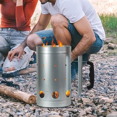 Nerezový kbelík na uhlí s protiskluzovou ergonomickou rukojetí, odolný, přenosný, pro venkovní kempování, turistiku, piknik, grilování, nádoba na popel