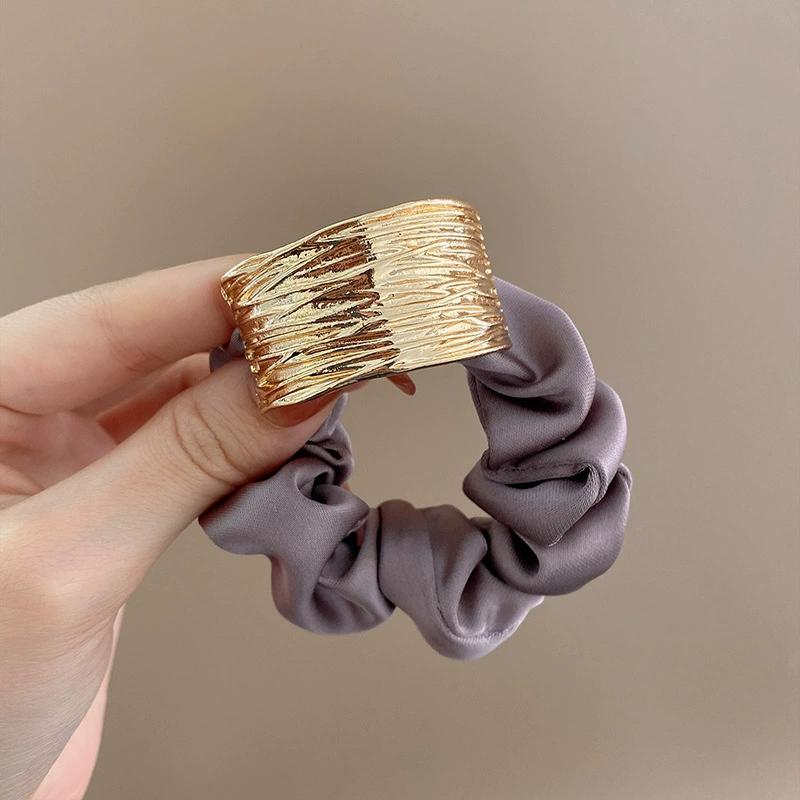 Korean Metal Satin Hairbands Women Girls Elegant Rubber Bands Hair Ties Hair Ropes Ponytail Holder Headdress Hair Accessories