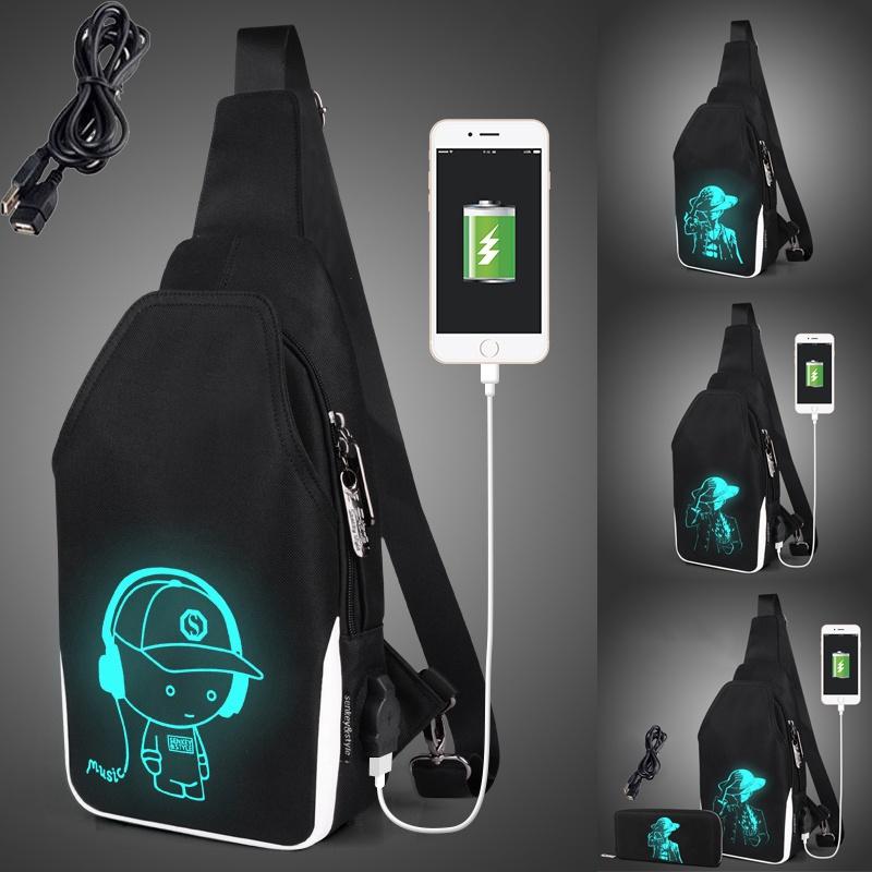 Stylish Luminous Outdoor Backpack With Usb Charging And Earphone Jack For School