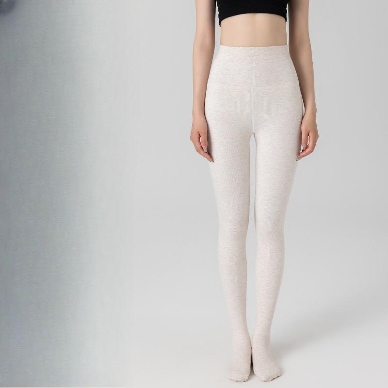 Autumn Winter Women's Black Slimming Pantyhose Low Waist Fleece Lined Thickened Leggings Outer Wear Warm Tights