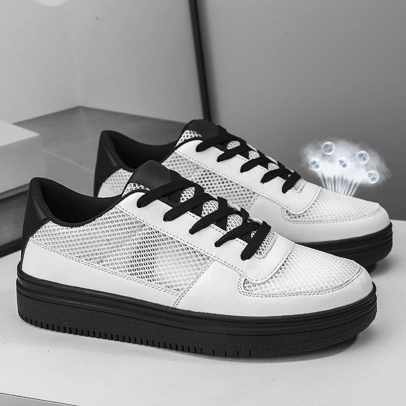 Men's Summer Air Force White Breathable Mesh Shoes, Size 48 - Fashionable Large Size, Versatile Student Footwear.