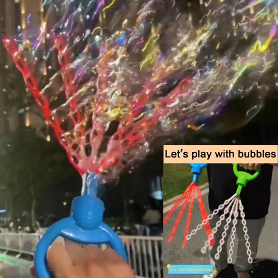 32 Hole Smiling Face Bubble Stick Big Bubble Wands Leak-Proof Bubble Machine Cute Long 5-Claw Bubble Wand for Summer Toy Party Favor