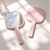 Custom Logo Handheld Makeup Mirror with Round Corners and Plastic Handle