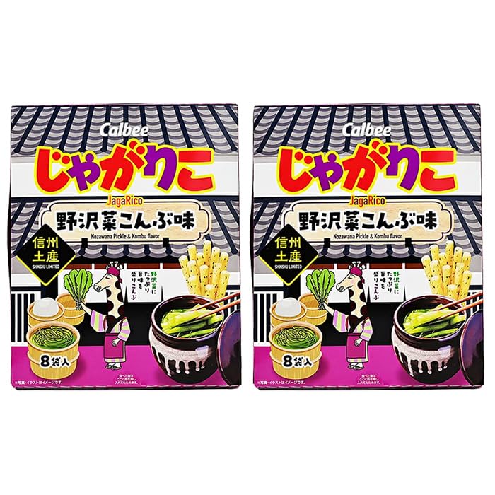 

Shinshu Limited Edition Jagariko Нозавана Комбу сувенирная закуска из Нагано Вкус, Синсю, (2 коробки)