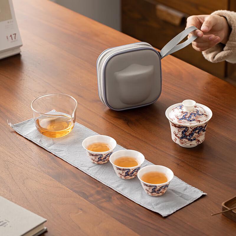 

Auspicious Dragon Ceramic Travel Tea Set