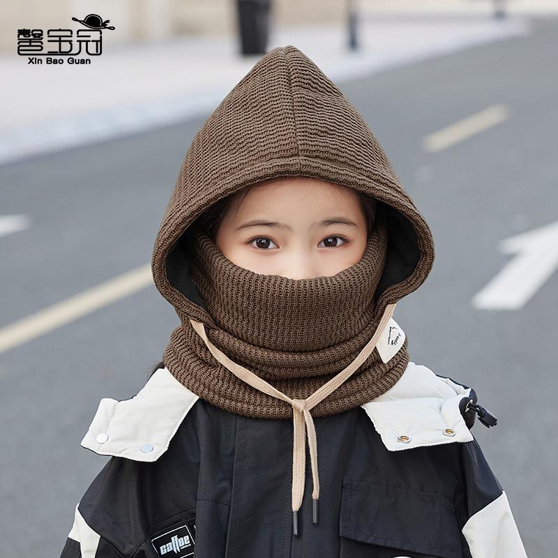 Children's Hats, Masks, Scarves, Integrated Hats, Winter Boys and Girls Fleece Ear Protectors, Pullover Hats, Cold Protection and Warmth