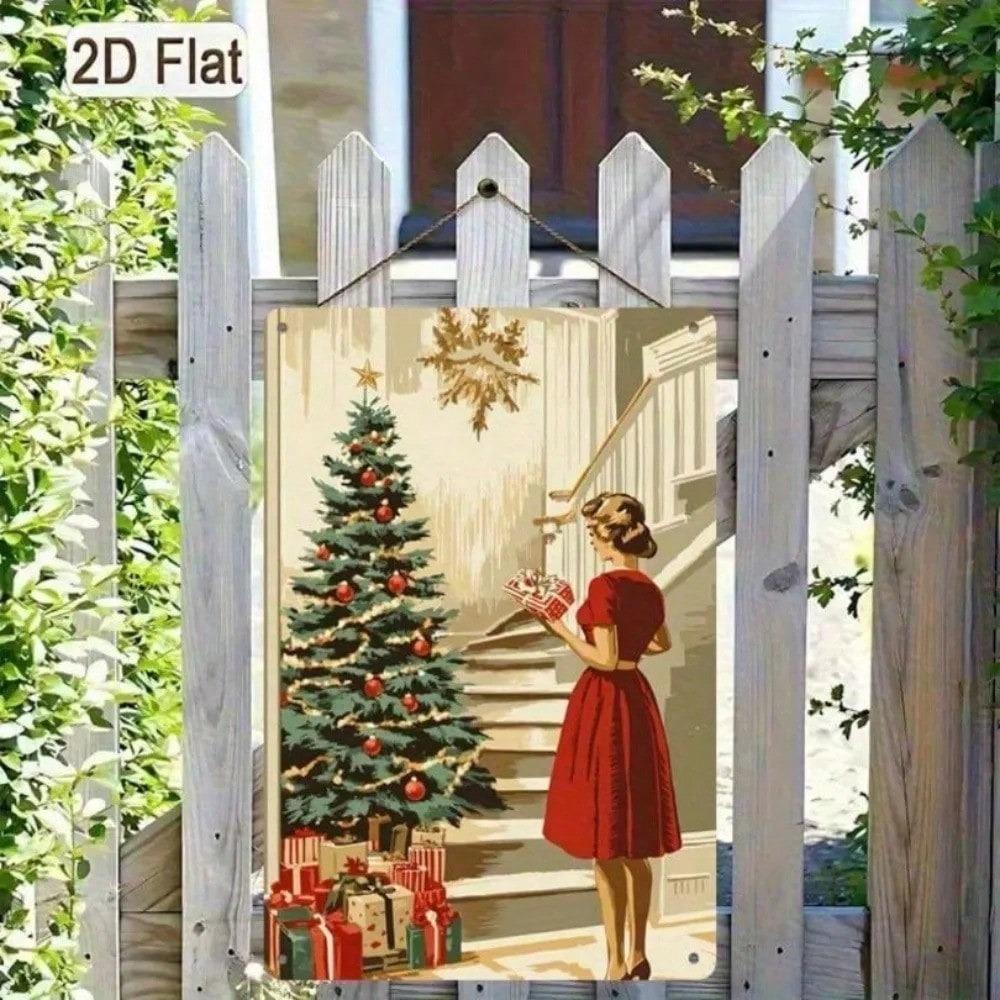 Vintage Christmas Tin Sign Santa 8x12 Inch Retro Metal Poster Wall Art Home Decor Gift